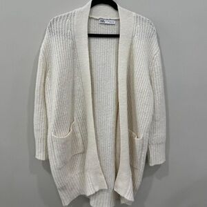 Zara Cream Knit Cardigan with Pockets